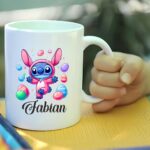 Cana personalizata, Alba, Stitch, 350 ml, CDUV057 - imagine 3
