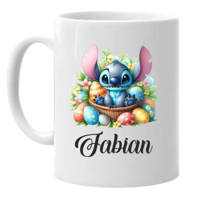 Cana personalizata, Alba, Stitch, 350 ml, CDUV060 - imagine 2