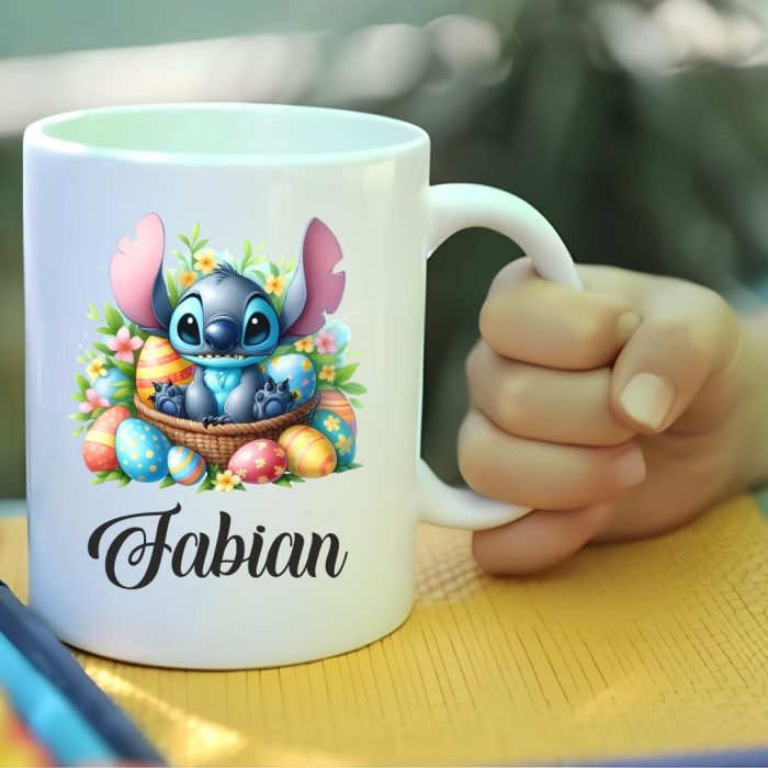 Cana personalizata, Alba, Stitch, 350 ml, CDUV060 - imagine 3