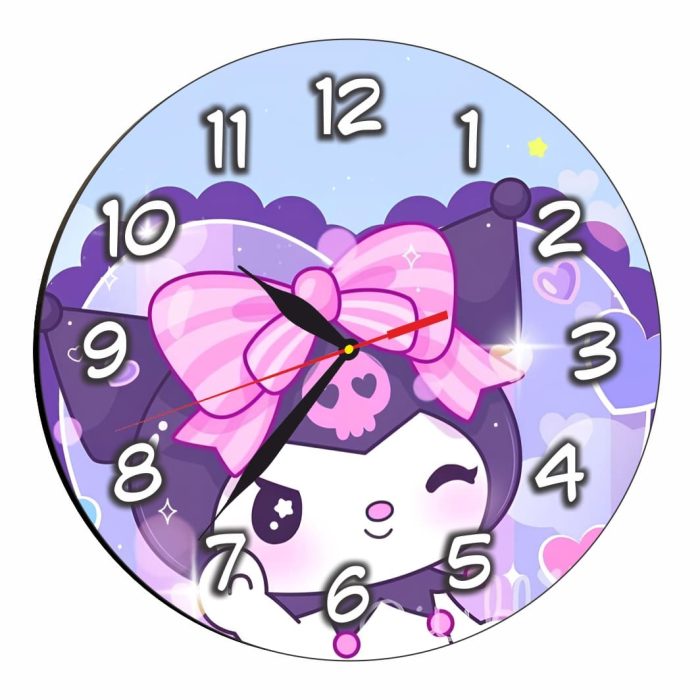 Ceas Disney, Kuromi, Lemn, 40 cm, CSDUV119 - imagine 4