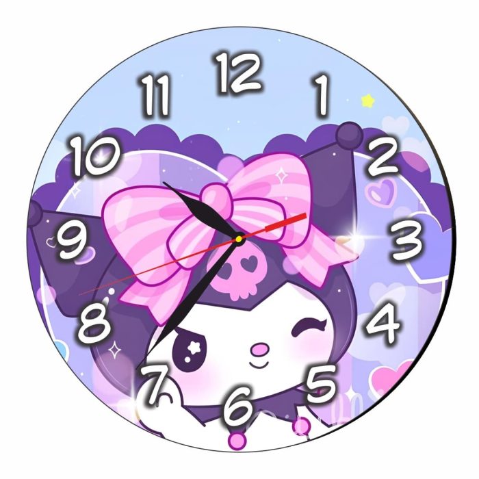 Ceas Disney, Kuromi, Lemn, 40 cm, CSDUV119 - imagine 1