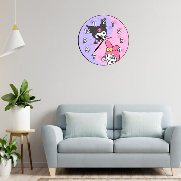 Ceas Disney, Kuromi, Melody, Lemn, 40 cm, CSDUV121 - imagine 2