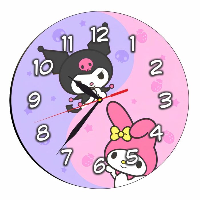 Ceas Disney, Kuromi, Melody, Lemn, 40 cm, CSDUV121 - imagine 4
