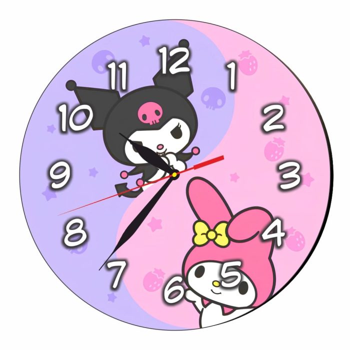Ceas Disney, Kuromi, Melody, Lemn, 40 cm, CSDUV121 - imagine 1