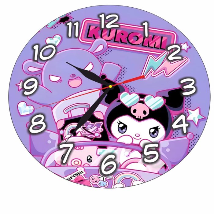 Ceas Disney, Kuromi, Lemn, 40 cm, CSDUV123 - imagine 5