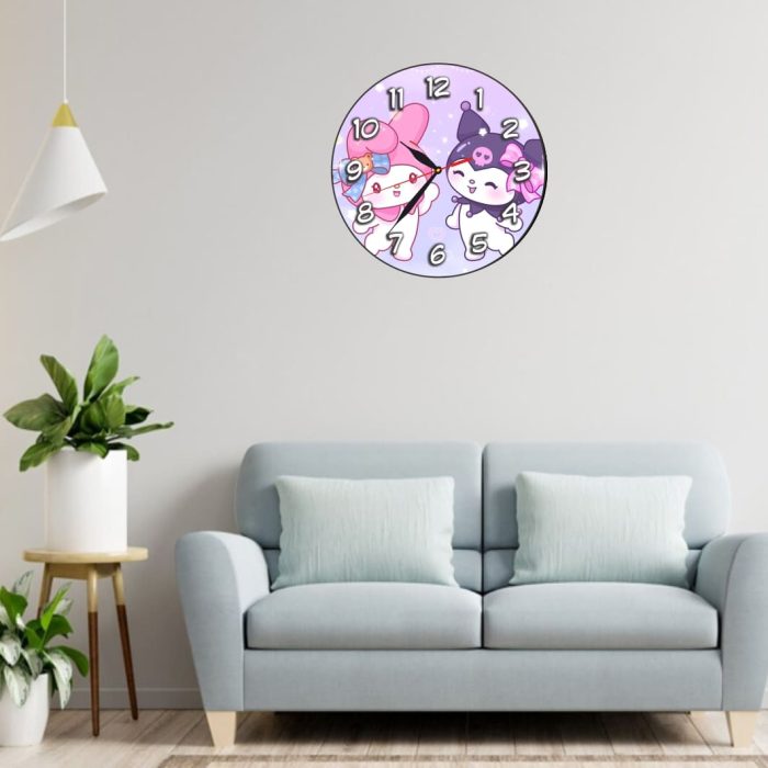 Ceas Disney, Kuromi, Melody, Lemn, 40 cm, CSDUV124 - imagine 2