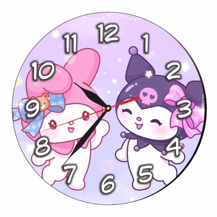 Ceas Disney, Kuromi, Melody, Lemn, 40 cm, CSDUV124 - imagine 4