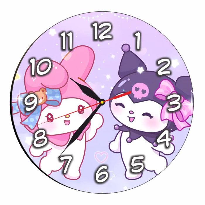 Ceas Disney, Kuromi, Melody, Lemn, 40 cm, CSDUV124 - imagine 1