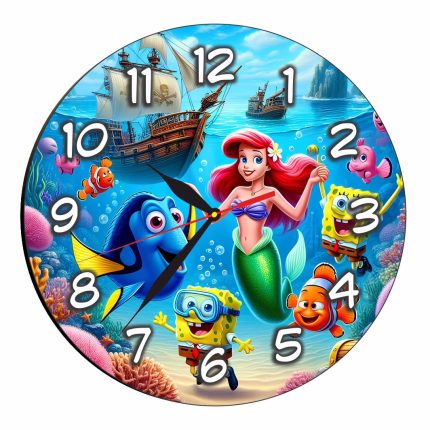 Ceas Disney SpongeBob, Mica Sirena, Nemo, Lemn, 40 cm, CSDUV126