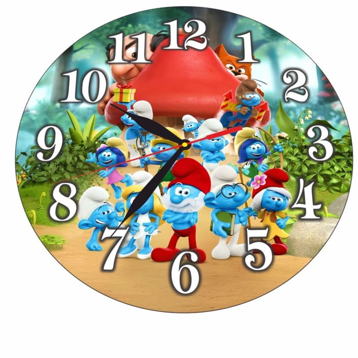 Ceas Disney Strumfi, Lemn, 40 cm, CSDUV131 - imagine 5