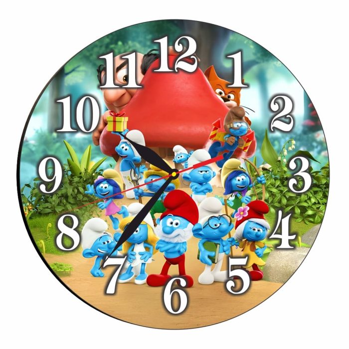 Ceas Disney Strumfi, Lemn, 40 cm, CSDUV131 - imagine 4
