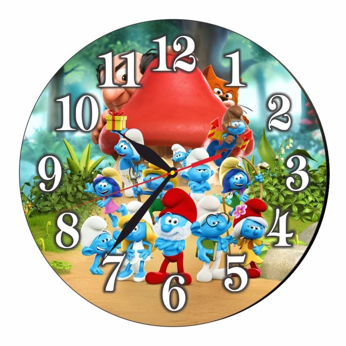 Ceas Disney Strumfi, Lemn, 40 cm, CSDUV131 - imagine 1