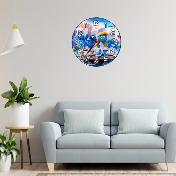 Ceas Disney Strumfi, Lemn, 40 cm, CSDUV132 - imagine 2