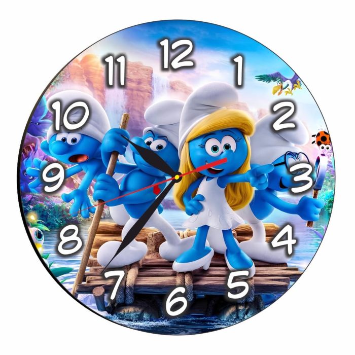 Ceas Disney Strumfi, Lemn, 40 cm, CSDUV132 - imagine 1