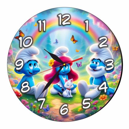 Ceas Disney Strumfi, Lemn, 40 cm, CSDUV133