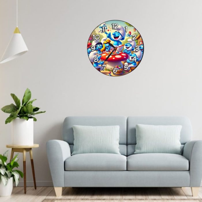 Ceas Disney Strumfi, Lemn, 40 cm, CSDUV134 - imagine 2