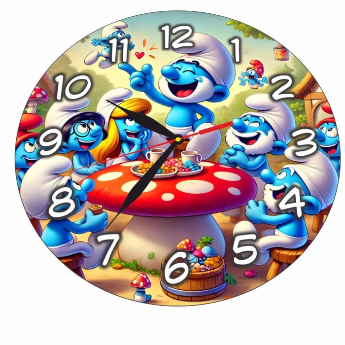 Ceas Disney Strumfi, Lemn, 40 cm, CSDUV134 - imagine 5