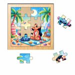 Puzzle din lemn, Stitch, 16 piese, Multicolor, 17x17 cm, PDUV001 - imagine 2