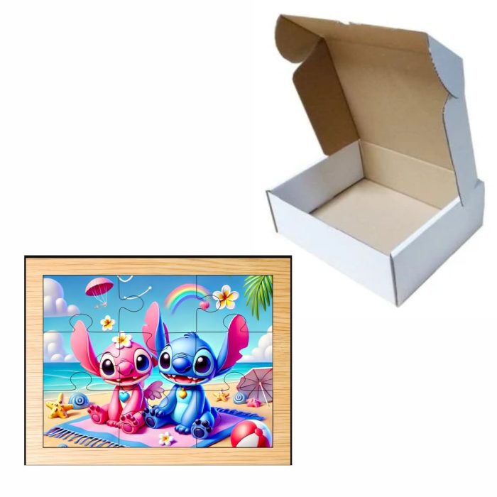 Puzzle din lemn, Stitch, 9 piese, Multicolor, 15x12 cm, PDUV003 - imagine 3