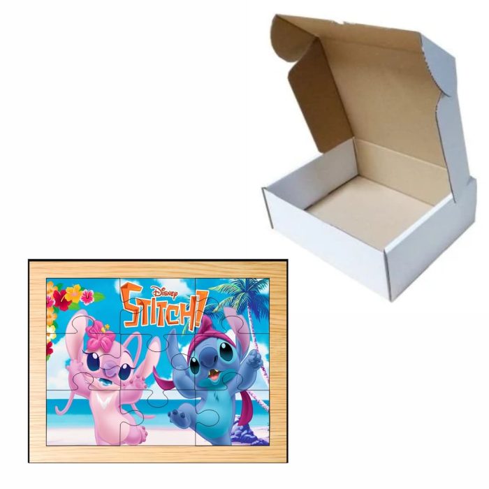 Puzzle din lemn, Stitch, 9 piese, Multicolor, 15x12 cm, PDUV005 - imagine 3