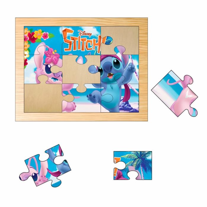 Puzzle din lemn, Stitch, 9 piese, Multicolor, 15x12 cm, PDUV005 - imagine 2