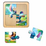 Puzzle din lemn, Stitch, 4 piese, Multicolor, 10x10 cm, PDUV006 - imagine 2
