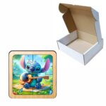 Puzzle din lemn, Stitch, 4 piese, Multicolor, 10x10 cm, PDUV006 - imagine 3