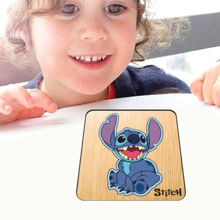 Puzzle din lemn, Stitch, 6 piese, Multicolor, 12x12 cm, PDUV008 - imagine 4