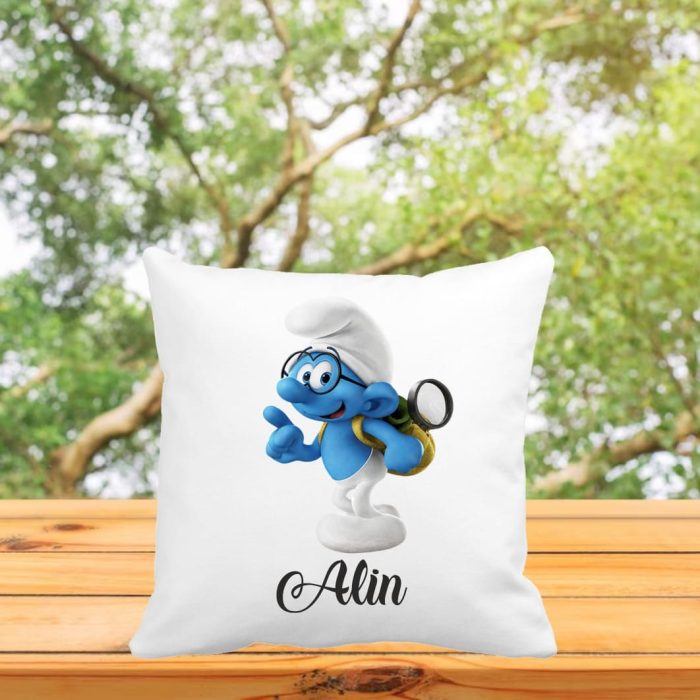 Perna personalizata cu nume, Gradinita, Strumf, 40x40 cm, PGR055 - imagine 3