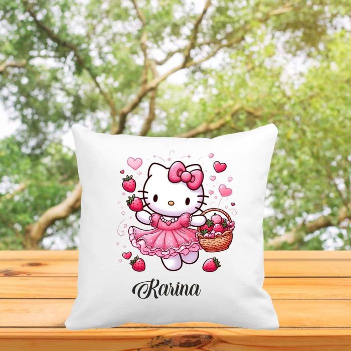 Perna personalizata cu nume, Gradinita, Hello Kitty, 40x40 cm, PGR063 - imagine 3