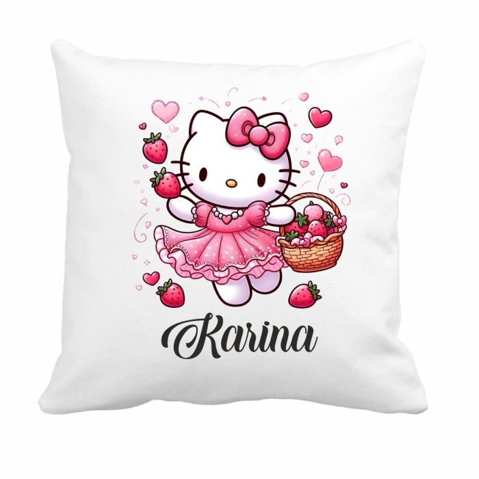 Perna personalizata cu nume, Gradinita, Hello Kitty, 40x40 cm, PGR063 - imagine 1