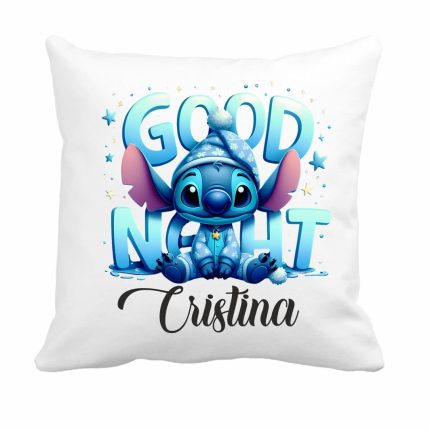 Perna personalizata cu nume, Gradinita, Stitch, 40x40 cm, PGR067
