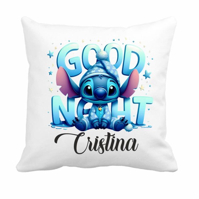 Perna personalizata cu nume, Gradinita, Stitch, 40x40 cm, PGR067 - imagine 1