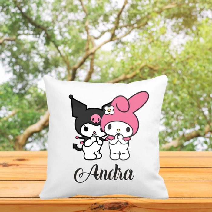 Perna personalizata cu nume, Gradinita, Kuromi, My Melody, 40x40 cm, PGR071 - imagine 3