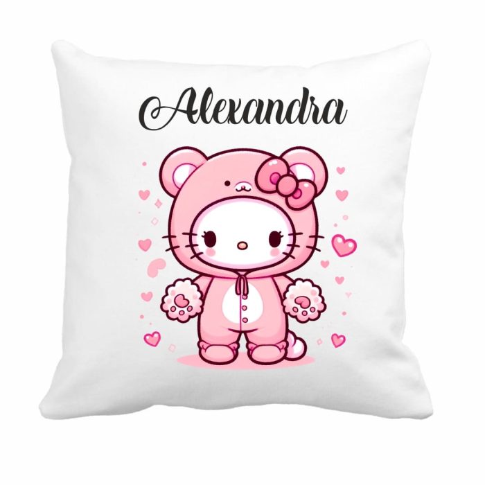 Perna personalizata cu nume, Gradinita, Hello Kitty, 40x40 cm, PGR079 - imagine 1