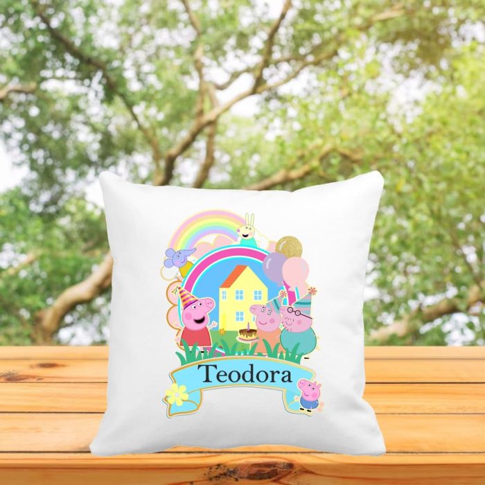 Perna personalizata cu nume, Gradinita, Peppa Pig, 40x40 cm, PGR091 - imagine 3