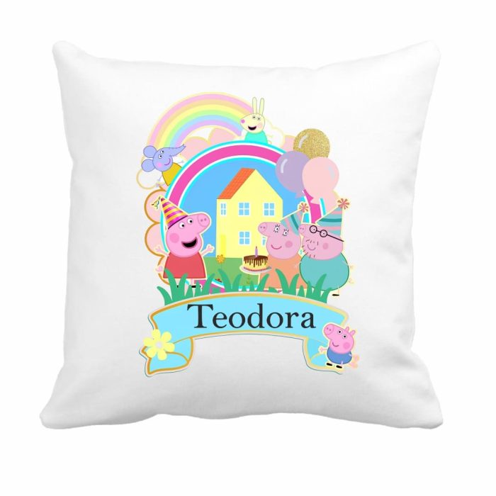 Perna personalizata cu nume, Gradinita, Peppa Pig, 40x40 cm, PGR091 - imagine 1