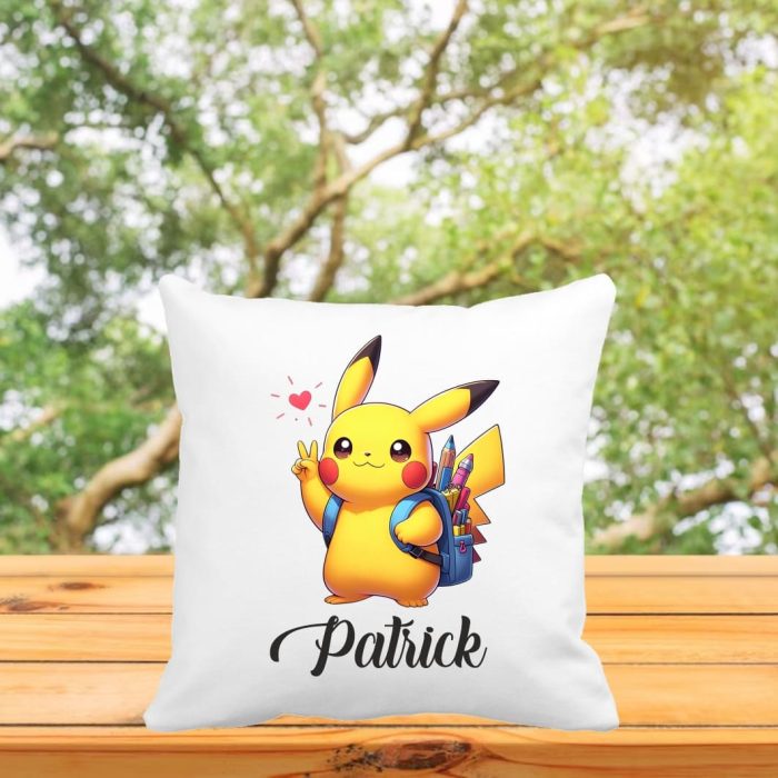 Perna personalizata cu nume, Gradinita, Pikachu, Pokemon, 40x40 cm, PGR094 - imagine 3