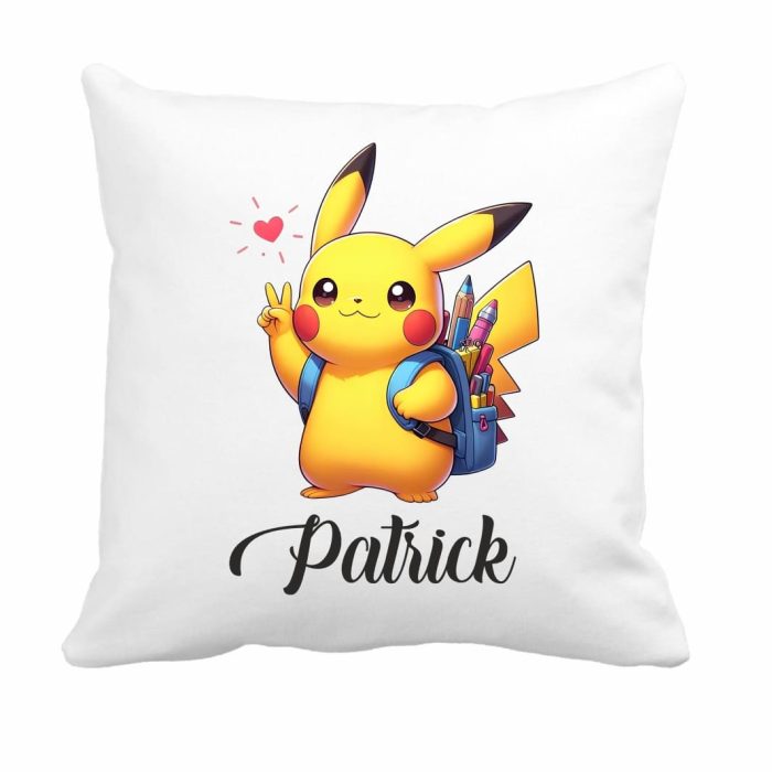 Perna personalizata cu nume, Gradinita, Pikachu, Pokemon, 40x40 cm, PGR094 - imagine 1