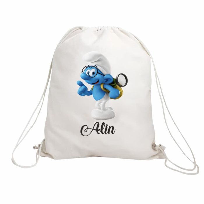 Rucsac personalizat cu nume, Gradinita, Strumf, 43x34 cm, RGR055 - imagine 1
