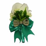 Cocarde Nunta, Model Papion Floral, Trandafir, Argintiu-Verde, CFL004