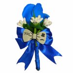 Cocarde Nunta, Model Papion Floral, Trandafir, Argintiu-Albastru, CFL012 - imagine 7