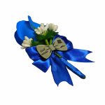 Cocarde Nunta, Model Papion Floral, Trandafir, Argintiu-Albastru, CFL012 - imagine 4