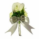 Cocarde Nunta, Model Papion Floral, Trandafir, Argintiu-Alb, CFL014 - imagine 9