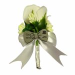 Cocarde Nunta, Model Papion Floral, Trandafir, Argintiu-Alb, CFL014 - imagine 6