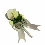 Cocarde Nunta, Model Papion Floral, Trandafir, Argintiu-Alb, CFL014 - imagine 4