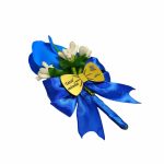 Cocarde Nunta, Model Papion Floral, Trandafir, Auriu-Albastru, CFL019 - imagine 5