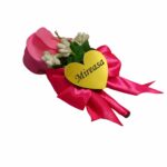 Cocarde Nunta, Model Inima Floral, Trandafir, Auriu-Roz Fucsia, CFL022 - imagine 14