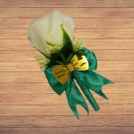 Cocarde Nunta, Model Papion Floral, Trandafir, Auriu-Verde, CFL030 - imagine 4