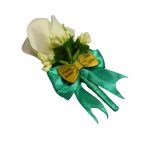 Cocarde Nunta, Model Papion Floral, Trandafir, Auriu-Verde, CFL030 - imagine 3